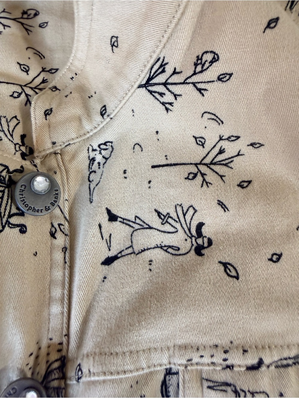 Christopher&Banks vintage Autumn Dog walk print lightweight denim stretch jacket - Picture 14 of 17